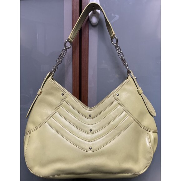 COLE HAAN Trinity Y2K Avocado Green Leather Shoulder Handbag Purse Vintage 90s - Picture 2 of 15